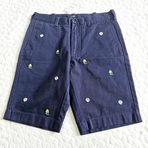 J. Crew Factory Navy Embroidered Bermuda Shorts